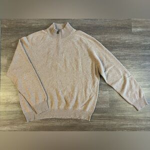 John Ashford Men’s 100% Cashmere 1/4 Zip Sweater Tan Size XXLarge Pullover C17